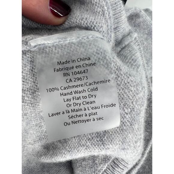 Forte Cashmere Gray Turtleneck Tie Front Cashmere Sweater - Picture 8 of 8